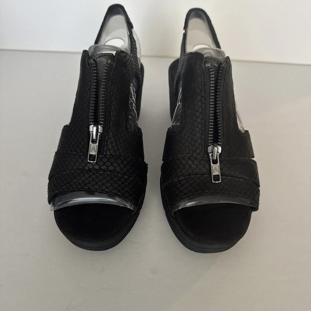 Aerosoles Sandals Duffle Bog Wedge Heel Black Snake Neutral Casual Womens 8 Wide